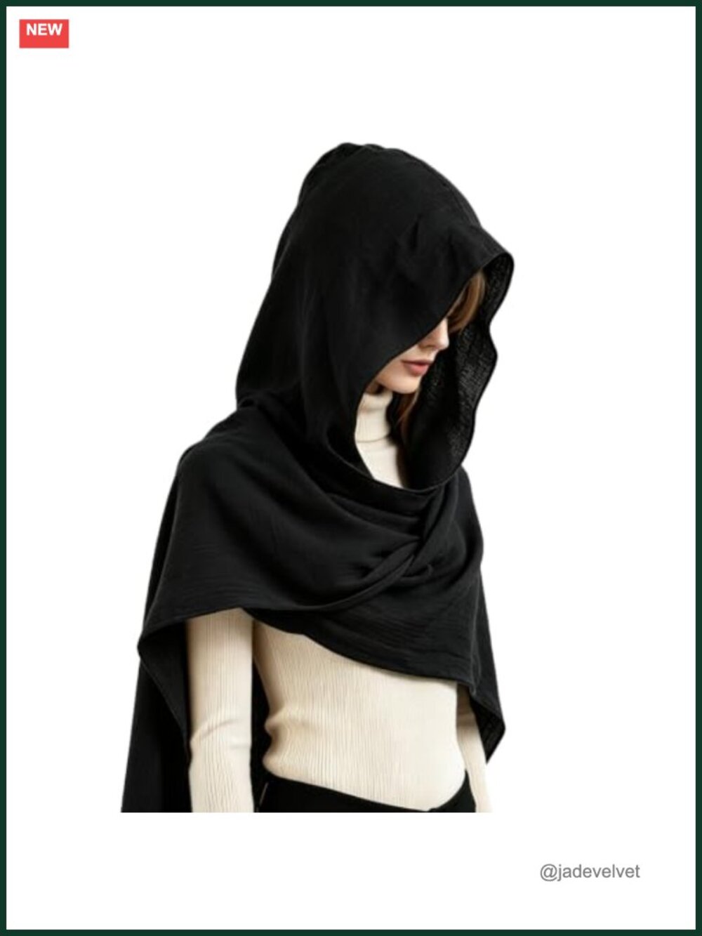 Hooded Cape Scarf 3-in-1 Cotton-Linen Unisex Shawl Halloween Costume